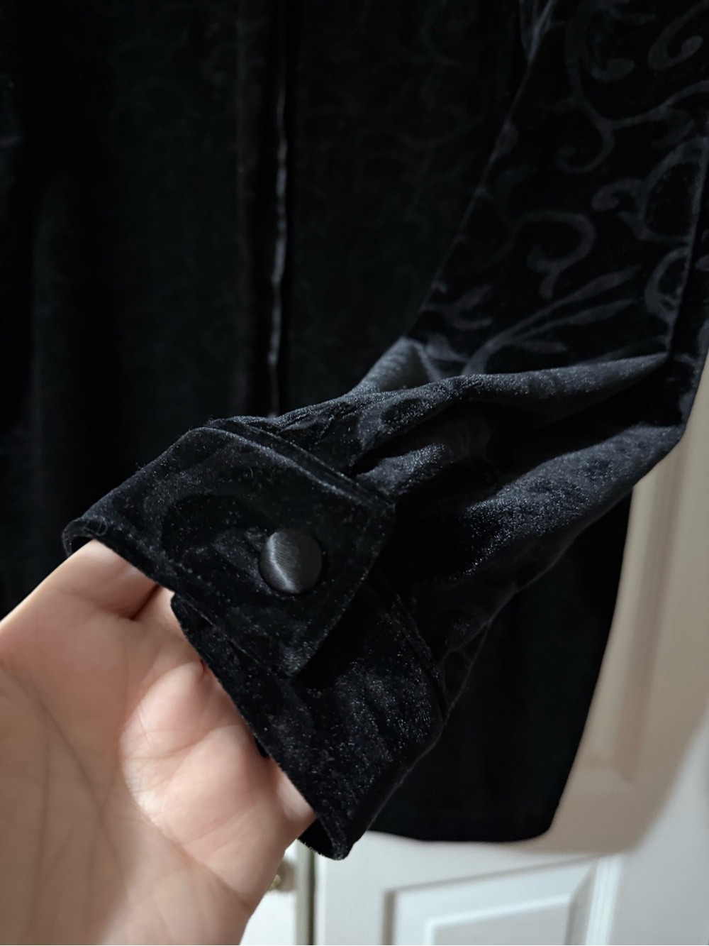 Vintage Principals The Bay Black Velvet Button Up 2X - Picture 10 of 12